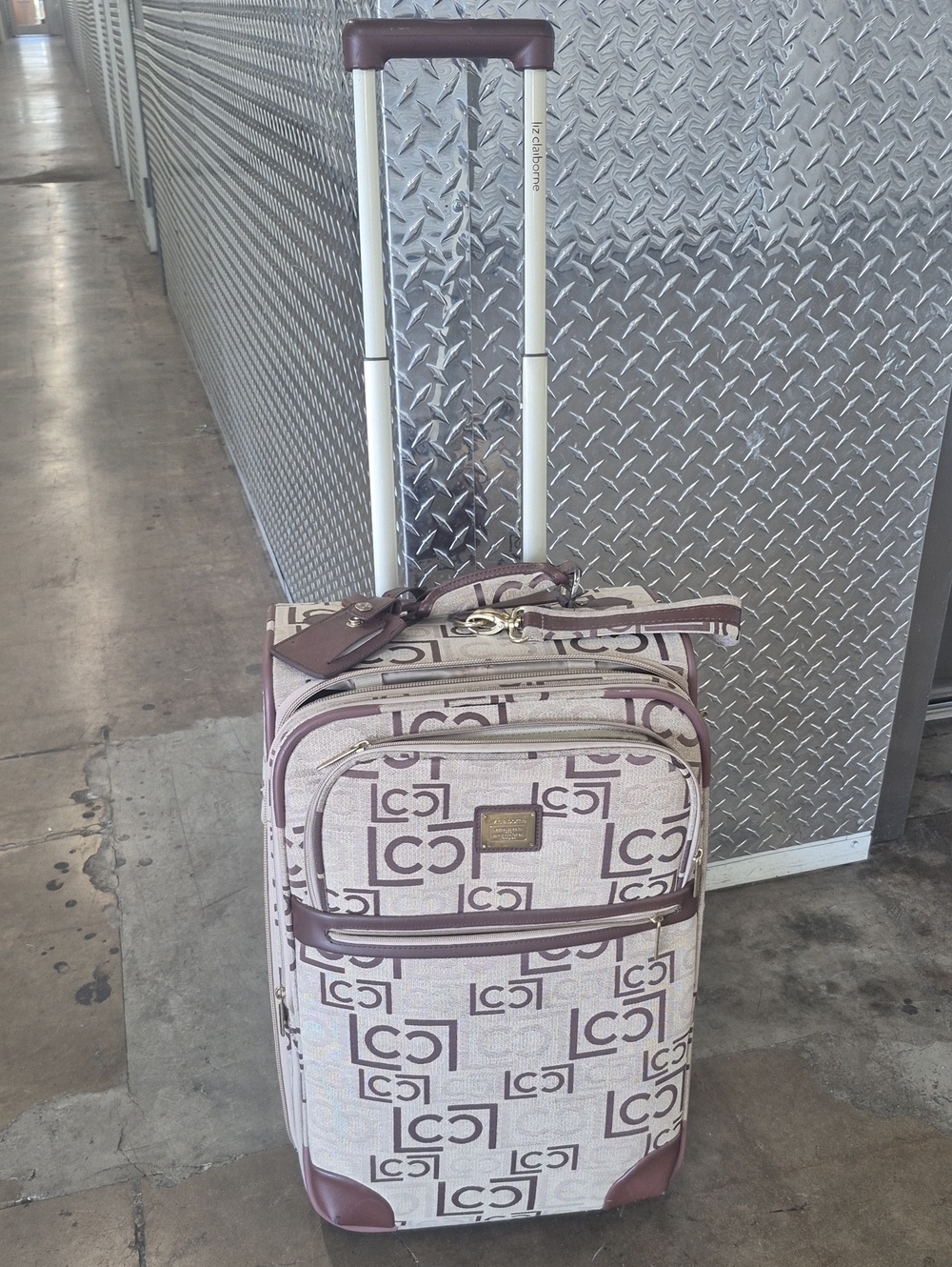 Liz Claiborne Beige and Brown Logo Carry-On Spinner